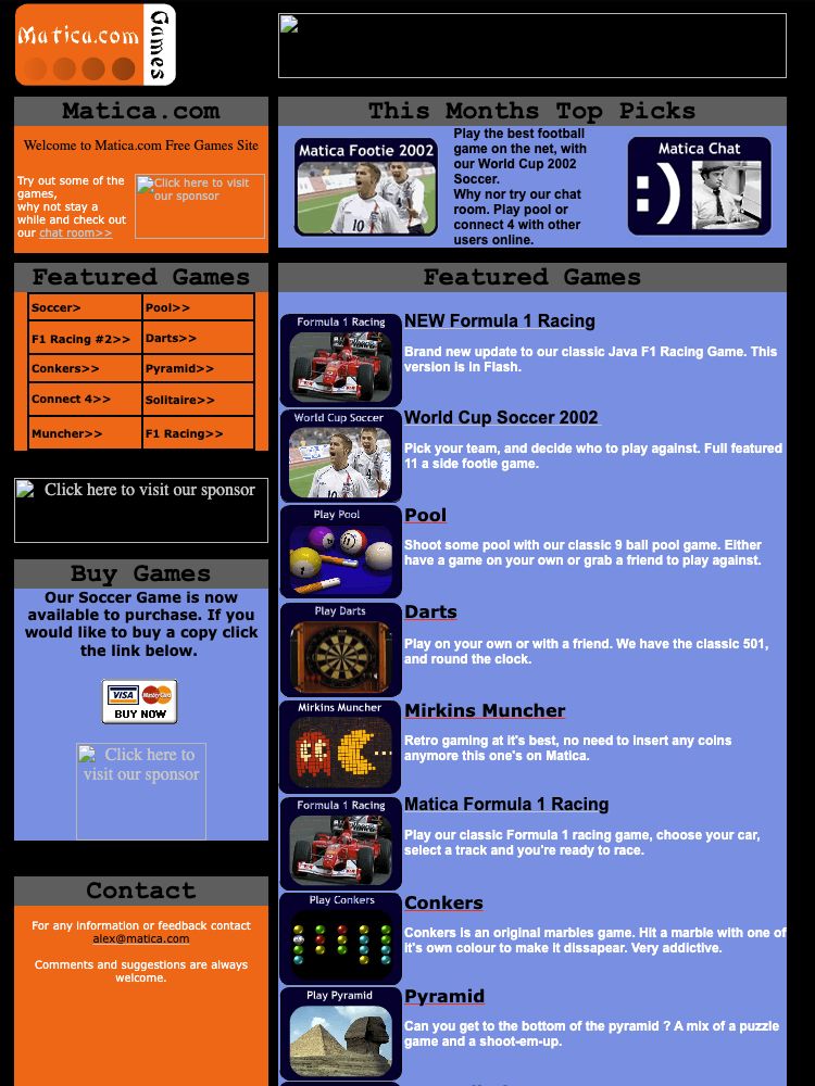 Matica’s orange and lavender games collection in 2003
