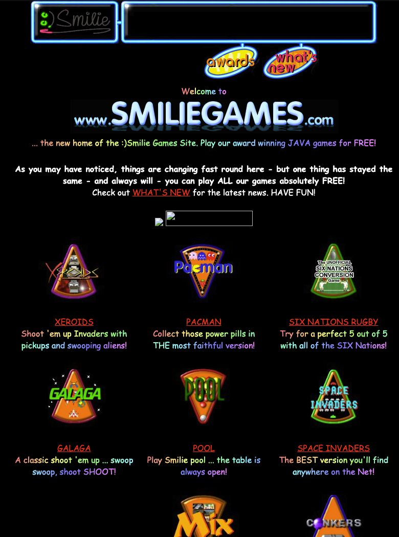 Colourful Java game graphics on SmilieGames in 2000
